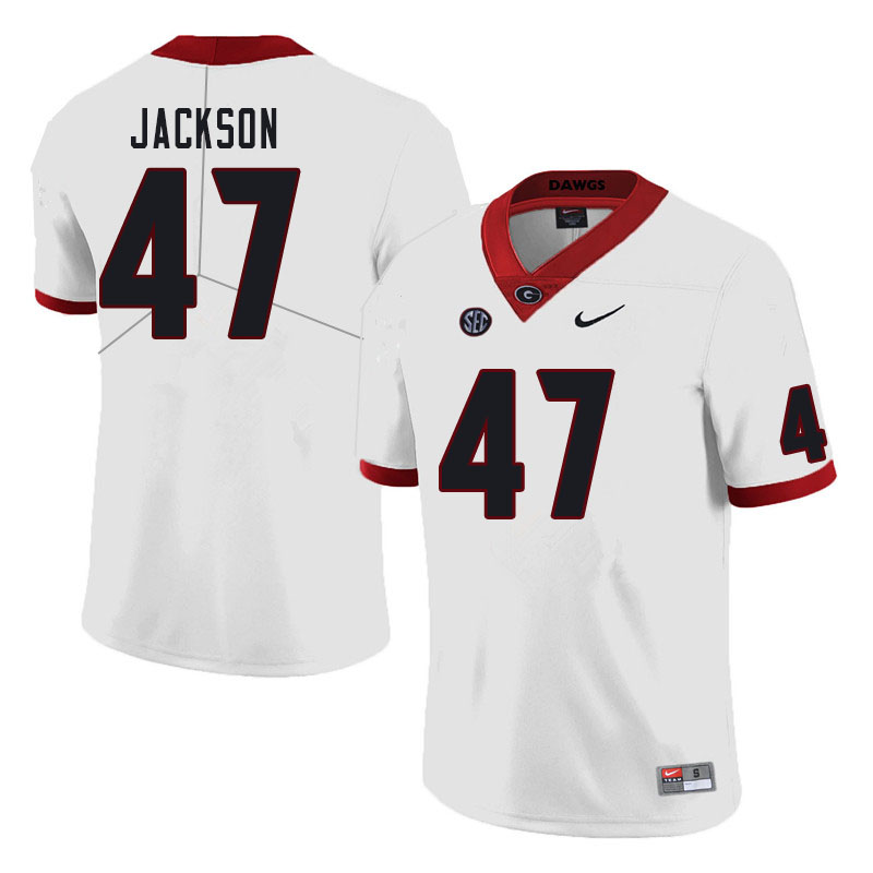 Men #47 Dan Jackson Georgia Bulldogs College Football Jerseys Sale-White - Click Image to Close